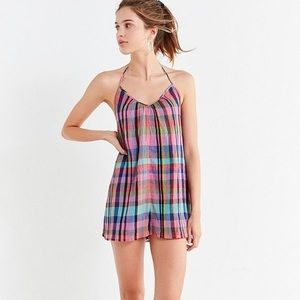Urban Outfitters Peggy Plaid Halter Romper